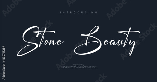 Stone Beauty, Signature Elegant Branding Typeface. Handwritten Script Editable Text Effect Template . vector illustration 
