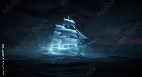 Ghost ship at night