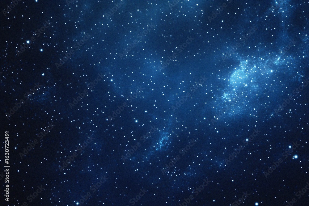Obraz premium Starry sky background, blue night sky full of stars, glowing stars in the dark space, starry background, dark night, stars in the distance, starlight, dark background with a blue glow, night sky. 