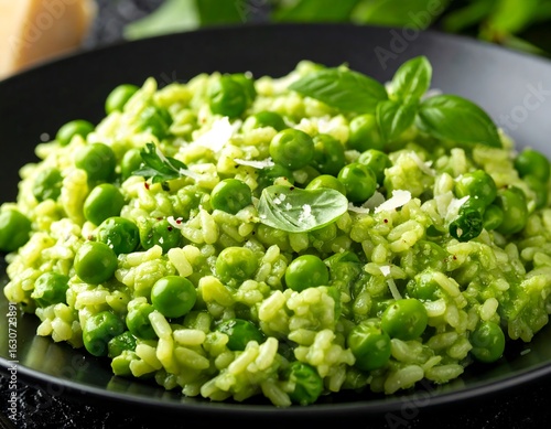 Green pea risotto