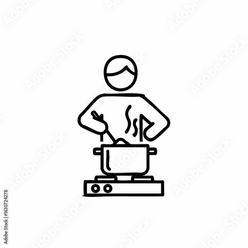 Person Cooking on a Stove with Steaming Pot for Recipe Blogs, Culinary Education, Online Cooking Classes, Food Tutorials, and Kitchen Tips  