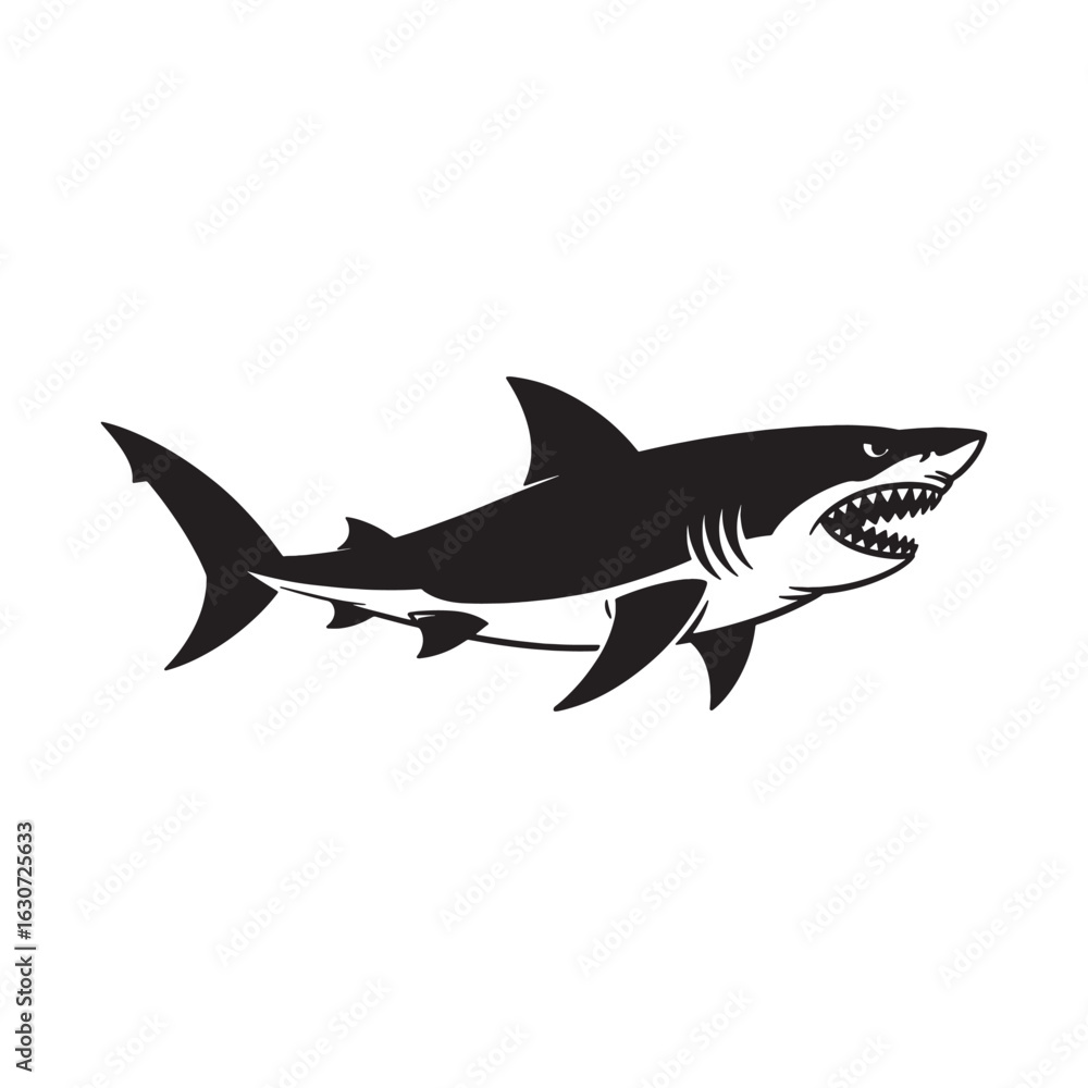 Naklejka premium Shark Duo Vector Illustration - Swimming Sea Animal EPS Design