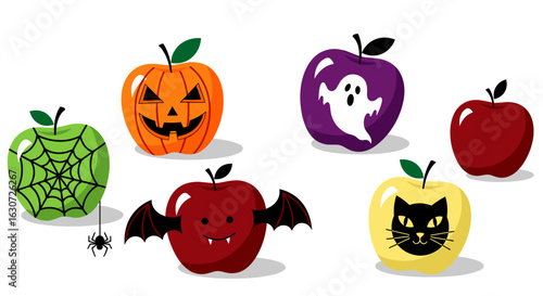 Spooky Halloween Apples: Fun and Creative Holiday Treats Illustration