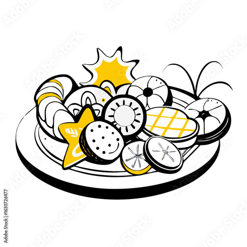 Colorful assortment of cookies and pastries on a plate  