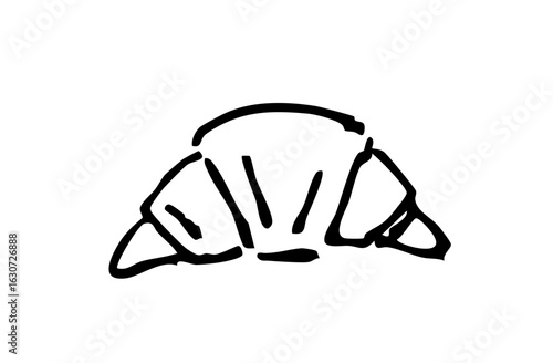 モノクロ手描きイラスト　クロワッサン