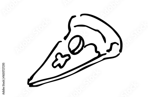 モノクロ手描きイラスト　ピザ