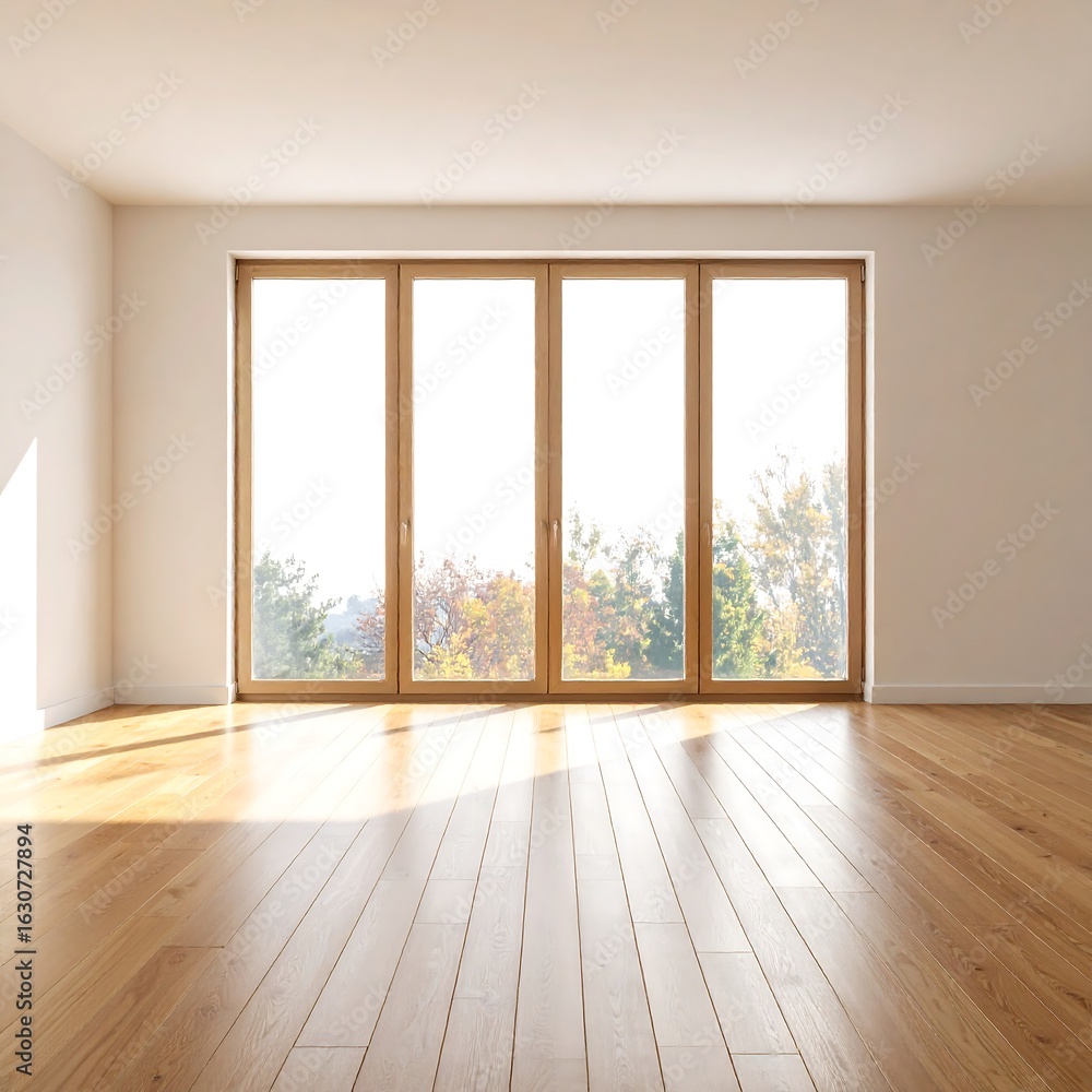 Obraz premium Empty room with large windows