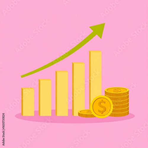 Financial growth chart with coins