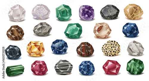 Assorted gemstones displaying a collection of various minerals and crystal structures.