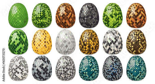 Vibrant collection of pixelated dragon eggs perfect for magical celebrations.