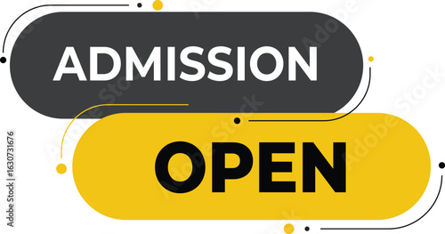 Modern Admission Open Banner – Bold Yellow and Black Label for Educational Enrollment Campaigns