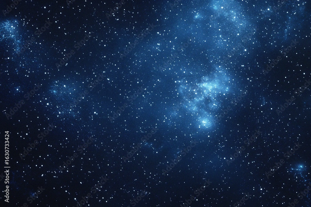 Obraz premium Starry sky background, blue night sky full of stars, glowing stars in the dark space, starry background, dark night, stars in the distance, starlight, dark background with a blue glow, night sky. 