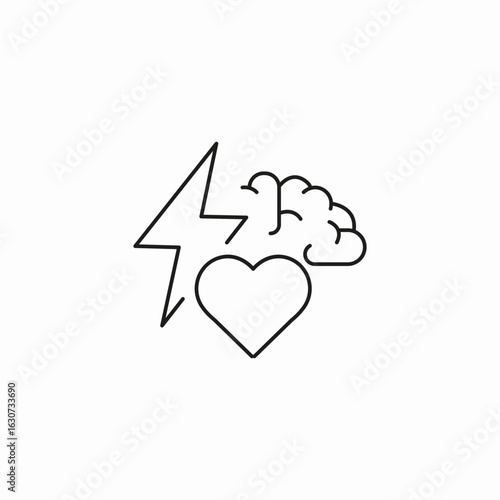 brain heart lightning icon sign vector