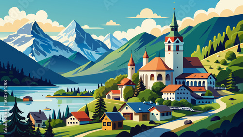 Schafberg rises boldly above sparkling lakes. Jagged cliffs overlook Sankt Wolfgang’s rooftops. Summer grasses sway beside rocky trails. Panoramic views stretch endlessly beneath soft clouds and brill