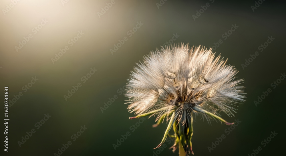 Fototapeta premium Close-up shot of a dandelion with fluffy seeds under the sunlight