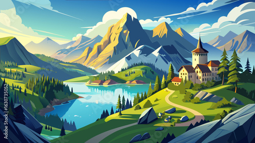 Schafberg rises boldly above sparkling lakes. Jagged cliffs overlook Sankt Wolfgang’s rooftops. Summer grasses sway beside rocky trails. Panoramic views stretch endlessly beneath soft clouds and brill