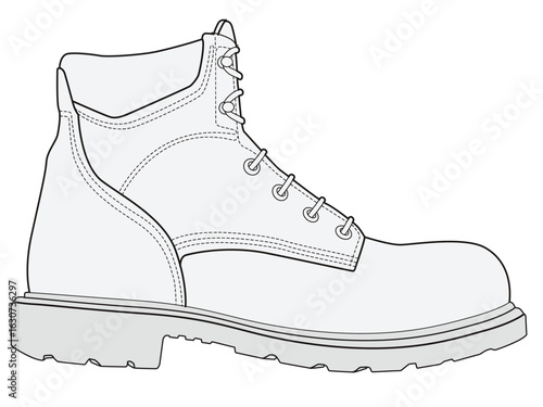 Work boot side view vector illustration 