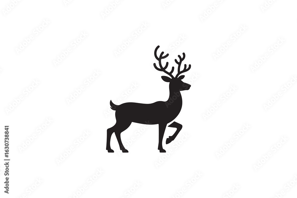 Fototapeta premium Simple Black Silhouette of a Deer.A clean, elegant silhouette of a deer, perfect for various design projects.