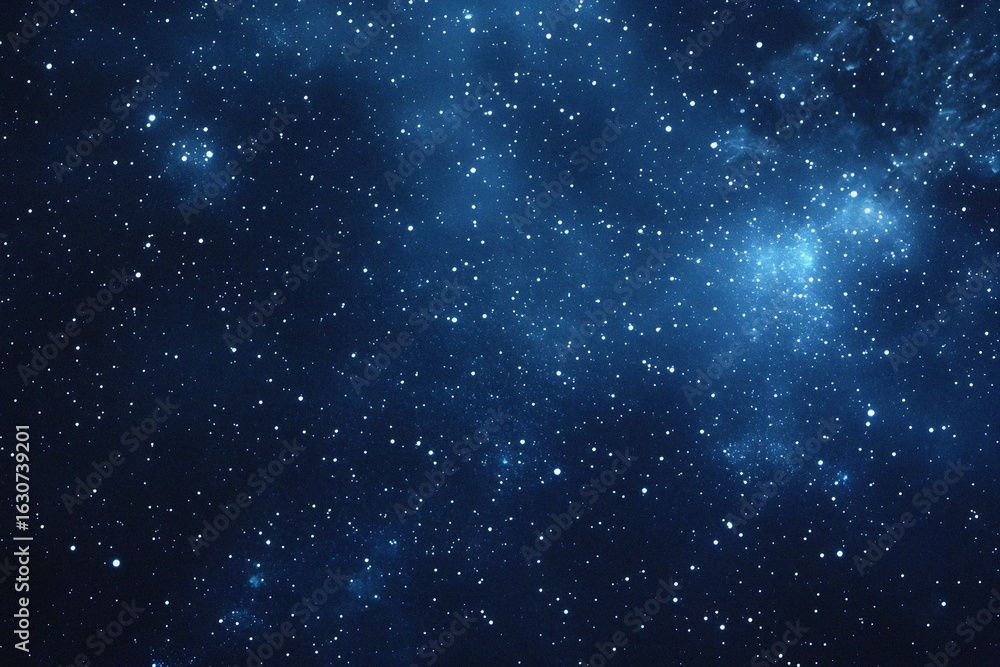 Obraz premium Starry sky background, blue night sky full of stars, glowing stars in the dark space, starry background, dark night, stars in the distance, starlight, dark background with a blue glow, night sky. 