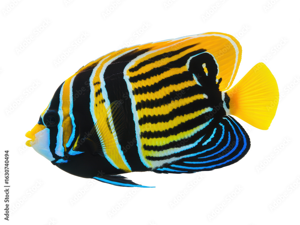 Naklejka premium Colorful regal angelfish isolated on white background