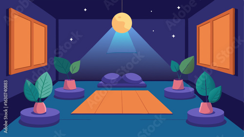 A quiet meditation room complete with comfortable cushions and soft lighting for attendees to relax and recharge.