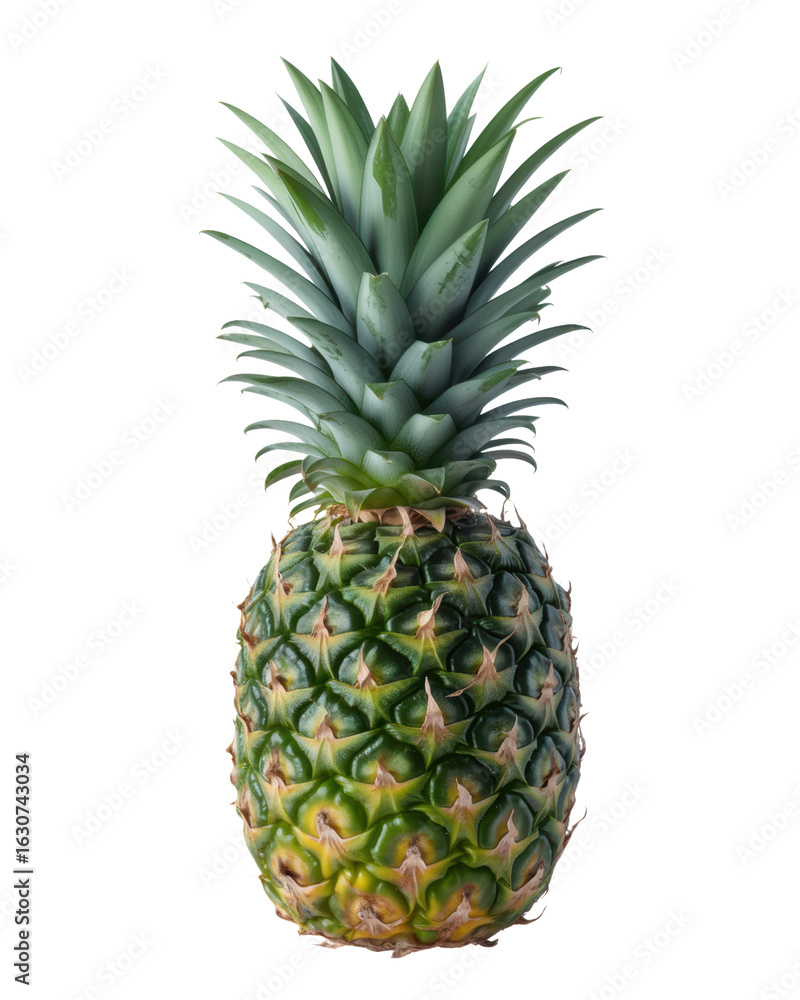 Fototapeta premium Ripe Whole Pineapple on White Background 