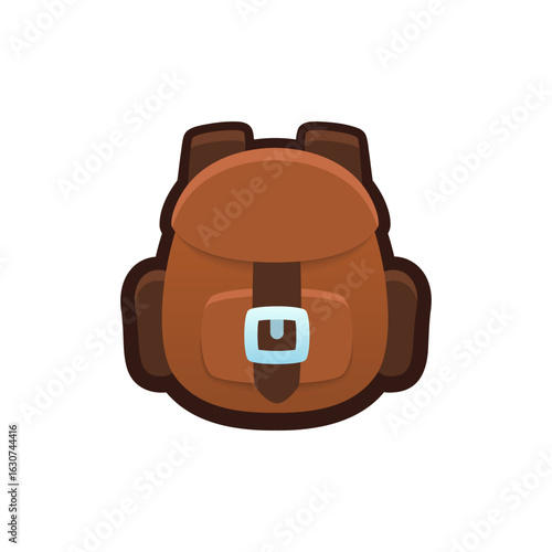 Isolated flat 3d backpack icon for game, interface, sticker, app. The sign in a cartoon style for match 3, arcade, rpg. The bag sprite for craft element in hyper casual mobile game.