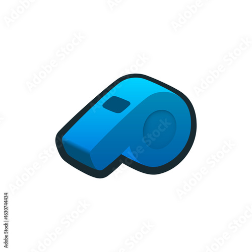Isolated flat 3d whistle icon for game, interface, sticker, app. The sign in a cartoon style for match 3, arcade, rpg. The pipe sprite for craft element in hyper casual mobile game.