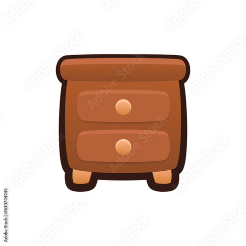 Isolated flat 3d nightstand icon for game, interface, sticker, app. The sign in a cartoon style for match 3, arcade, rpg. The furniture sprite for craft element in hyper casual mobile game.