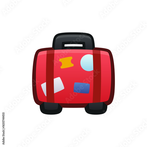 Isolated flat 3d suitcase icon for game, interface, sticker, app. The sign in a cartoon style for match 3, arcade, rpg. The baggage sprite for craft element in hyper casual mobile game.