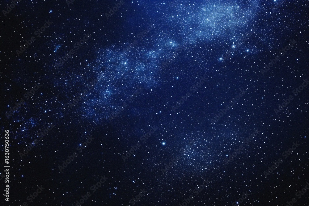 Obraz premium Starry sky background, blue night sky full of stars, glowing stars in the dark space, starry background, dark night, stars in the distance, starlight, dark background with a blue glow, night sky. 