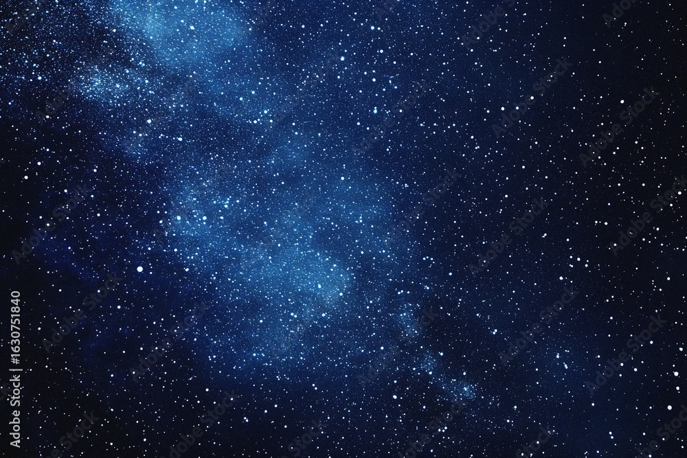 Obraz premium Starry sky background, blue night sky full of stars, glowing stars in the dark space, starry background, dark night, stars in the distance, starlight, dark background with a blue glow, night sky. 