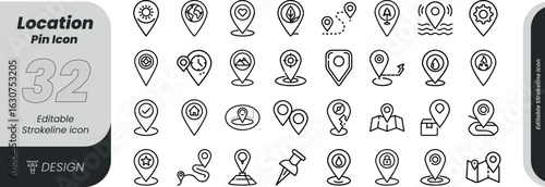 Vector art of set of location and map pin icons, isolated on white background transparent background