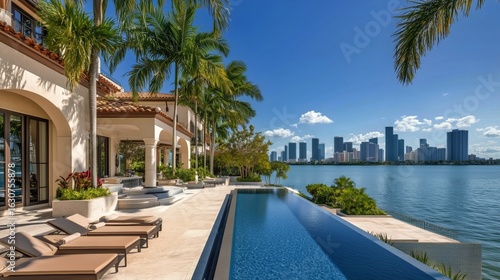 Luxurious Waterfront Villa With Pool and City Skyline in Sunny Miami