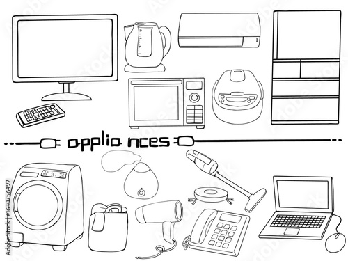 生活家電 素材 セット 線画