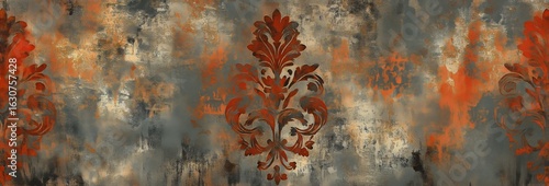 Decorative Wall Art Featuring Intricate Design in Gold and Grey Tones Created...