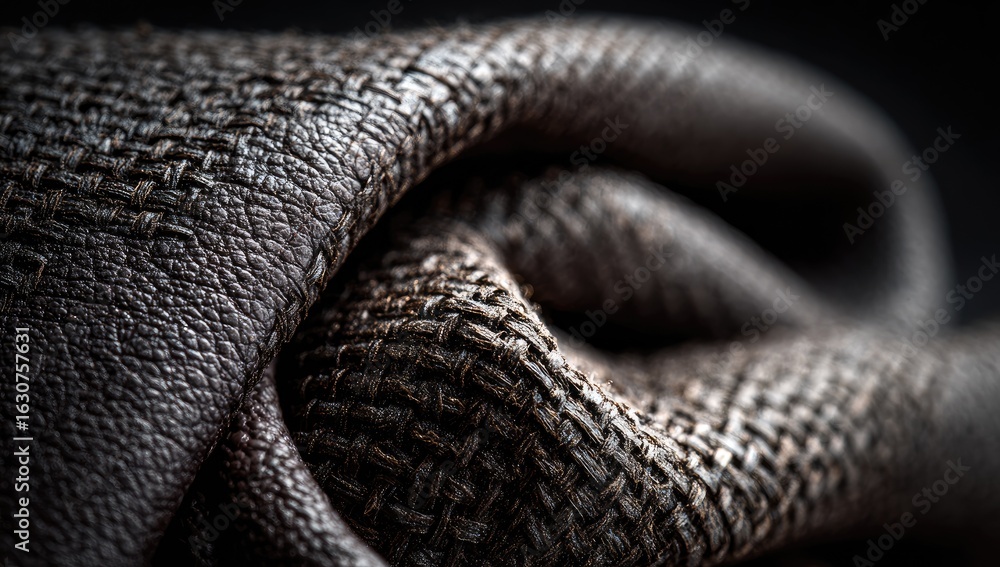 Fototapeta premium Close-up view of dark brown leather texture