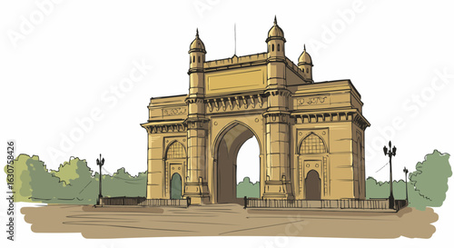 Sketchy Vector of Gateway of India – Colorful Mumbai Monument