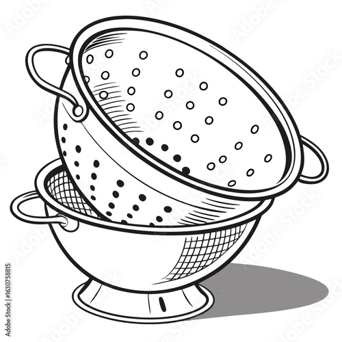 Simple colander bowl illustration on white background