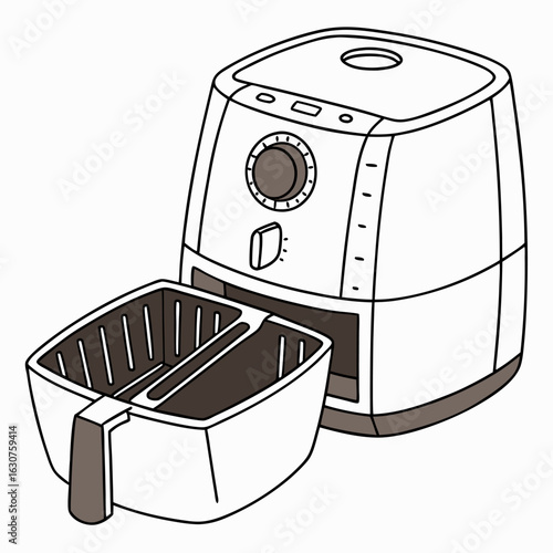 Modern air fryer kitchen appliance flat vector design