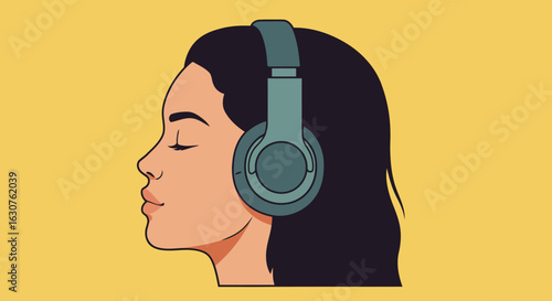 A minimalist modern music listener vector