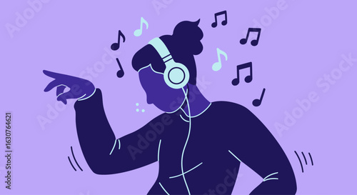 A minimalist modern music listener vector
