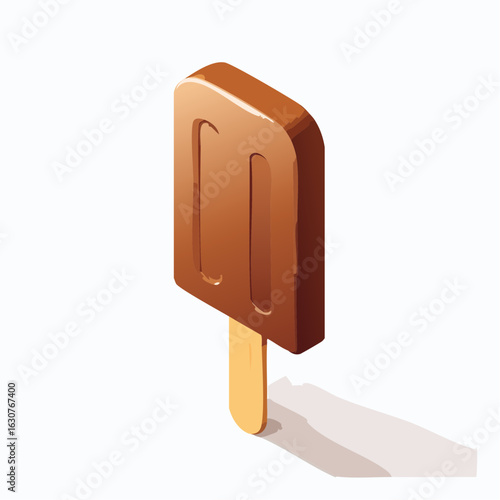 Glace en bâtonnet au chocolat sur fond blanc