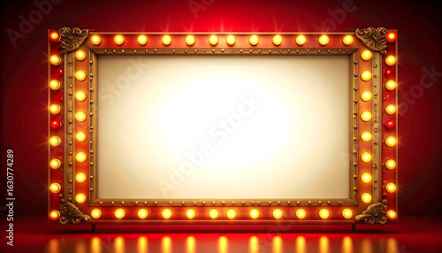 Retro marquee frame on red background