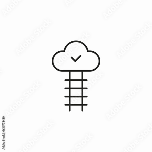cloud ladder achievement icon sign vector
