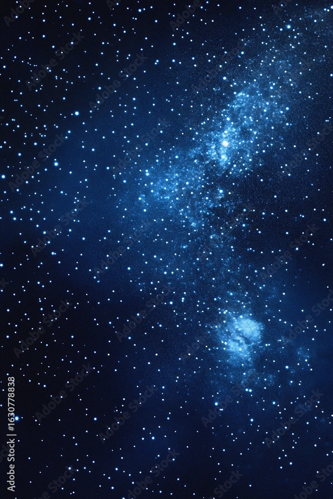 Obraz premium Starry sky background, blue night sky full of stars, glowing stars in the dark space, starry background, dark night, stars in the distance, starlight, dark background with a blue glow, night sky. 