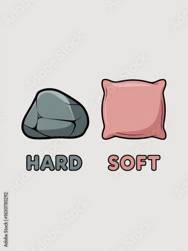 Educational Poster Comparing Hard and Soft Objects

