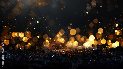 Mesmerizing display of warm sparkle lights gently fading into glowing sky, creating magical atmosphere filled with shimmering bokeh effects