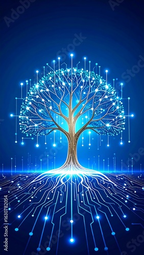 Digital tree of interconnected nodes