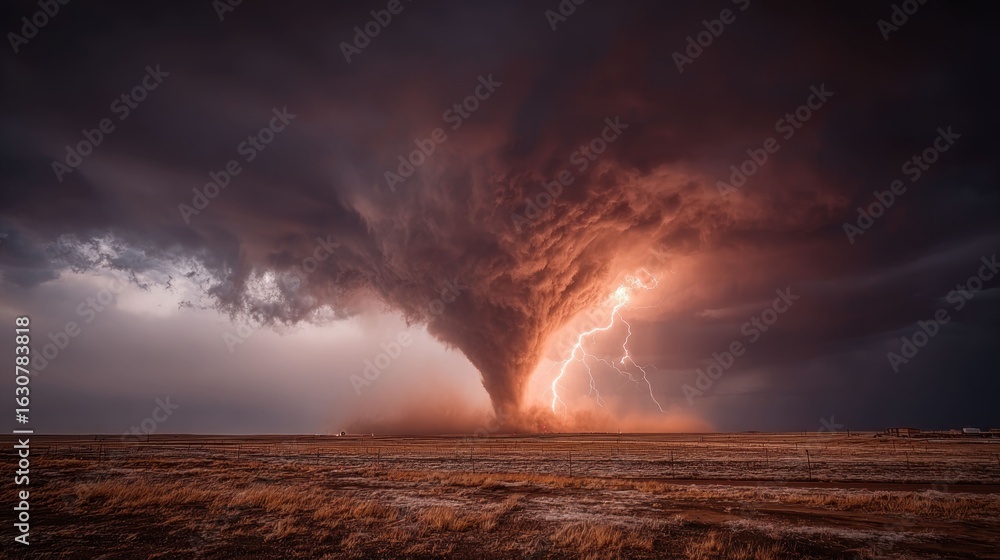 Fototapeta premium Massive tornado with dramatic lightning